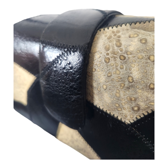 Vintage Genuine Frogskin Leather Hardshell Patchwork Shoulder Bag Purse - Picture 9 of 10